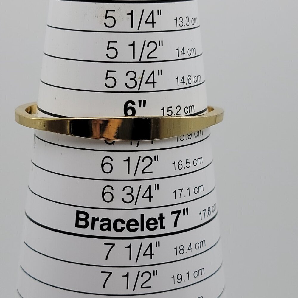 J. Crew Gold Tone Cube Charm Open Cuff Bracelet 6 Inches Size Small - Picture 8 of 11